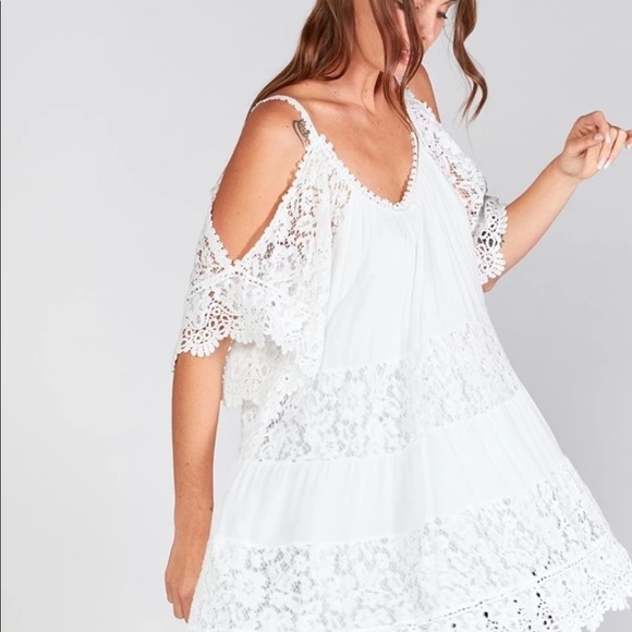 Baci Lace Cold Shoulder mini Dress Top - Picture 6 of 13